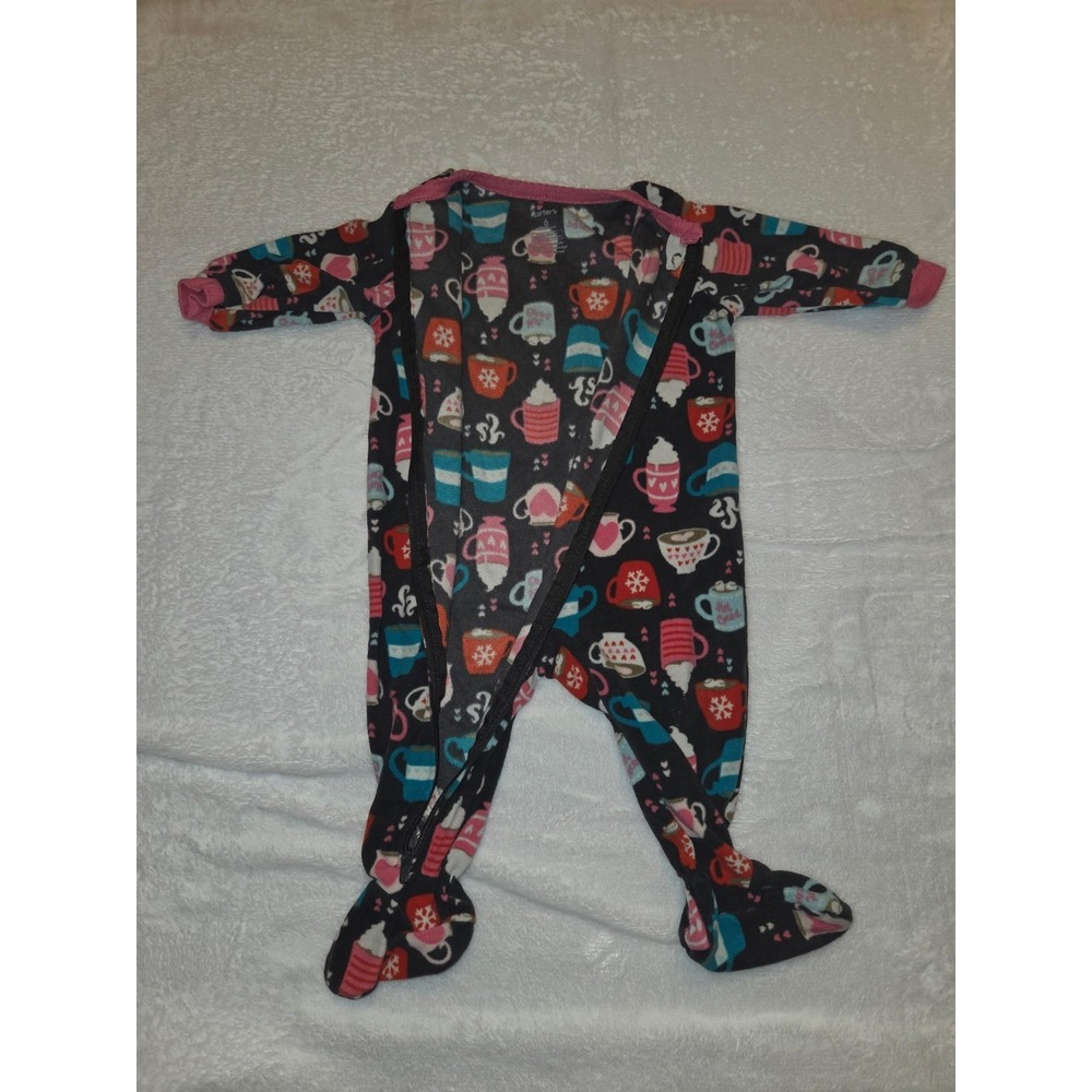 Blanket/Sleeper SET Carter's Footed Fleece Zip  Hot Cocoa Graphic Print  6M 018 - Picture 3 of 14
